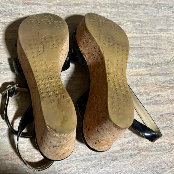 Jimmy Choo open toe strapped glossy wedge sandals - Picture 16 of 16